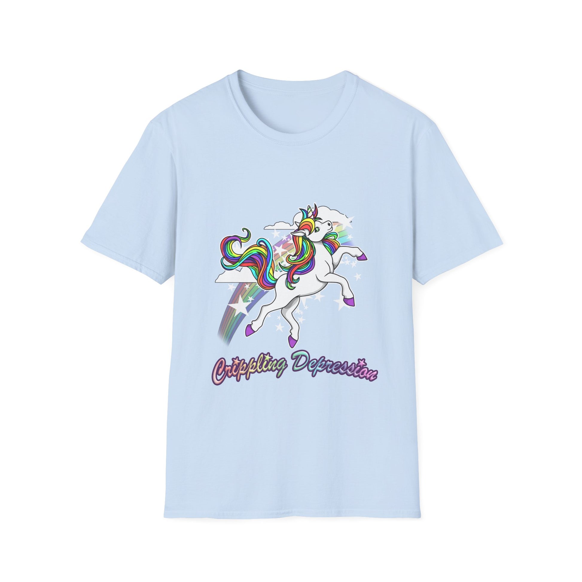 Crippling Depression Unicorn with Rainbow T-shirt