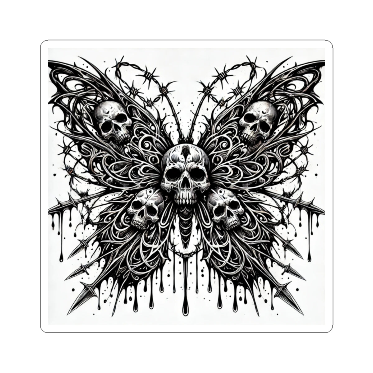 Sticker Set - Butterfly Skeleton in Black and White