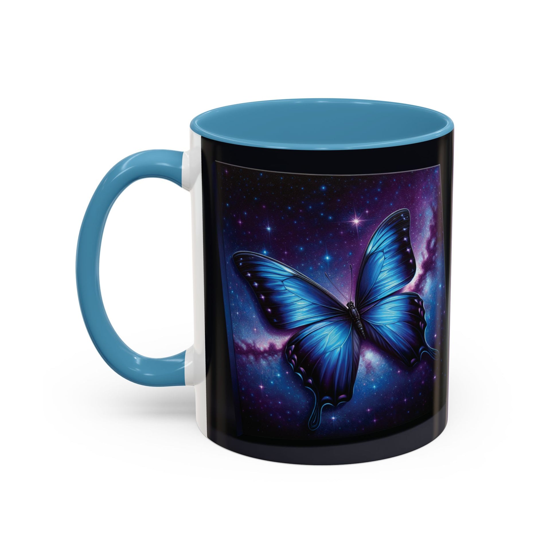 Coffee Mug - Morph Butterfly with Purple Background, Calm and Good Luck Design