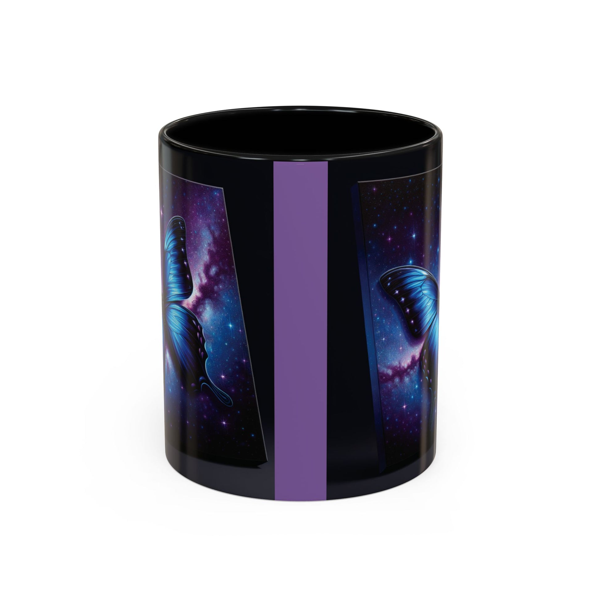 Coffee Mug - Morph Butterfly with Purple Background, Calm and Good Luck Design