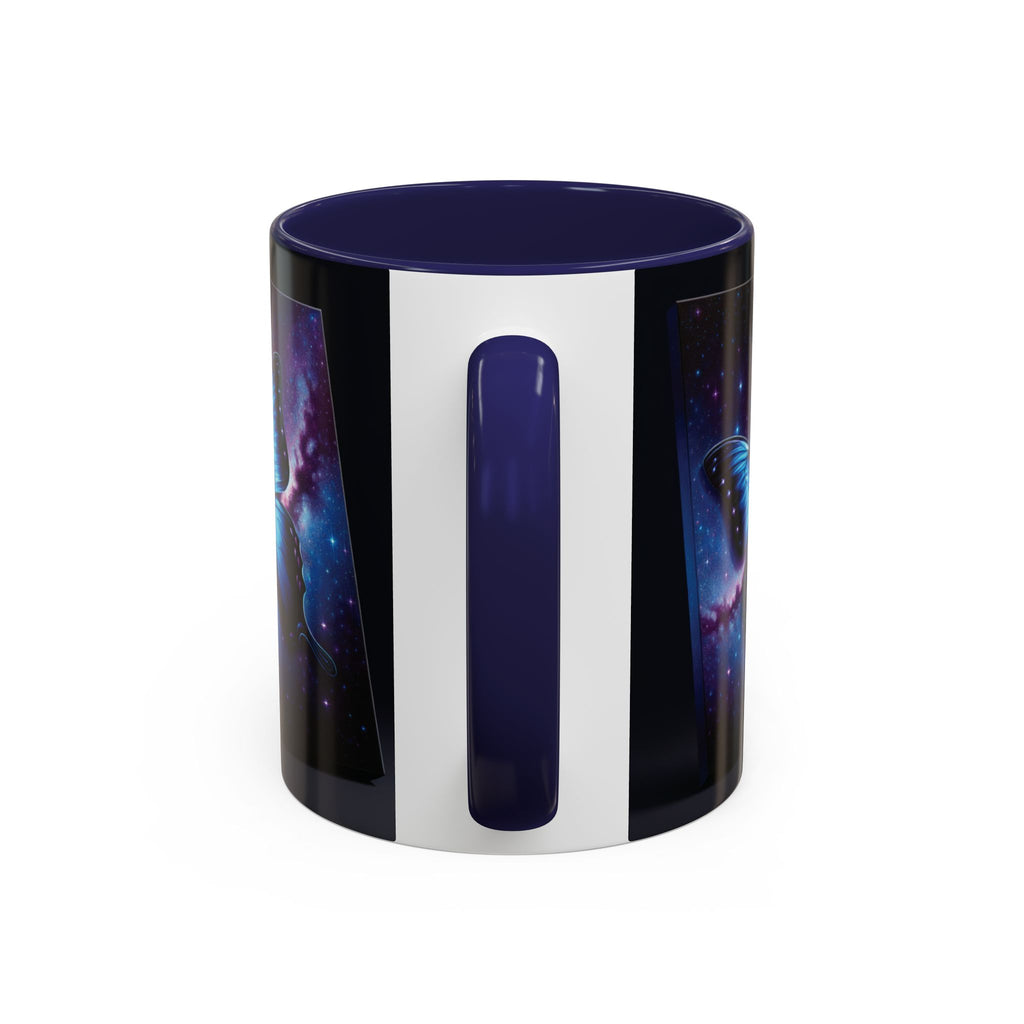 Coffee Mug - Morph Butterfly with Purple Background, Calm and Good Luck Design