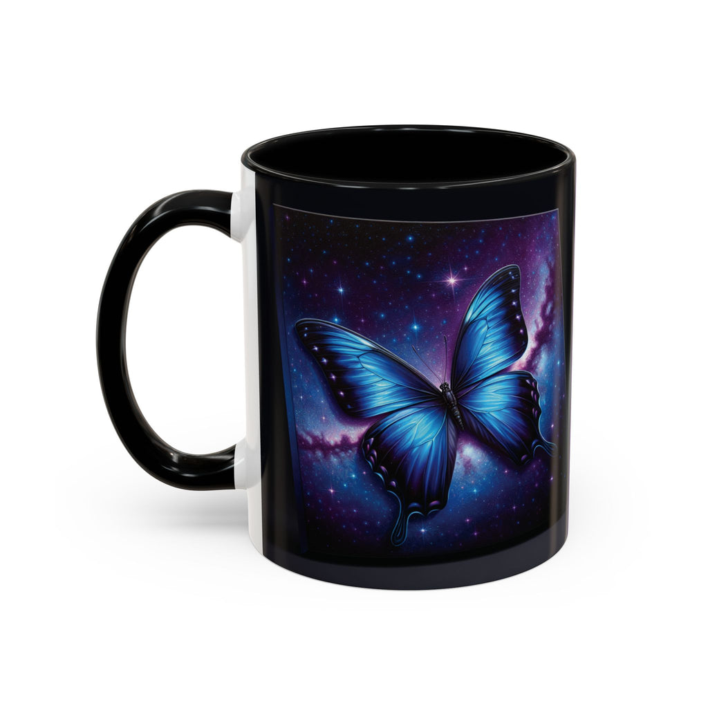 Coffee Mug - Morph Butterfly with Purple Background, Calm and Good Luck Design