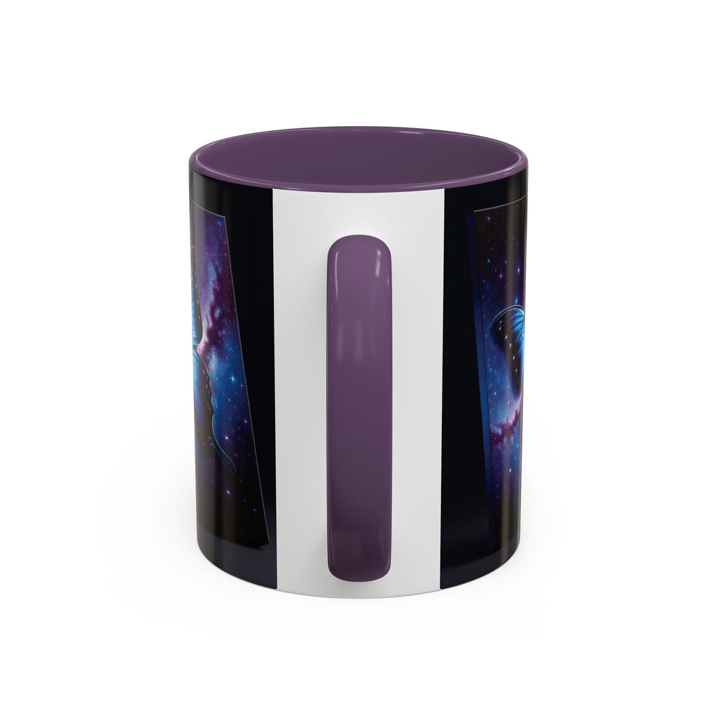 Coffee Mug - Morph Butterfly with Purple Background, Calm and Good Luck Design