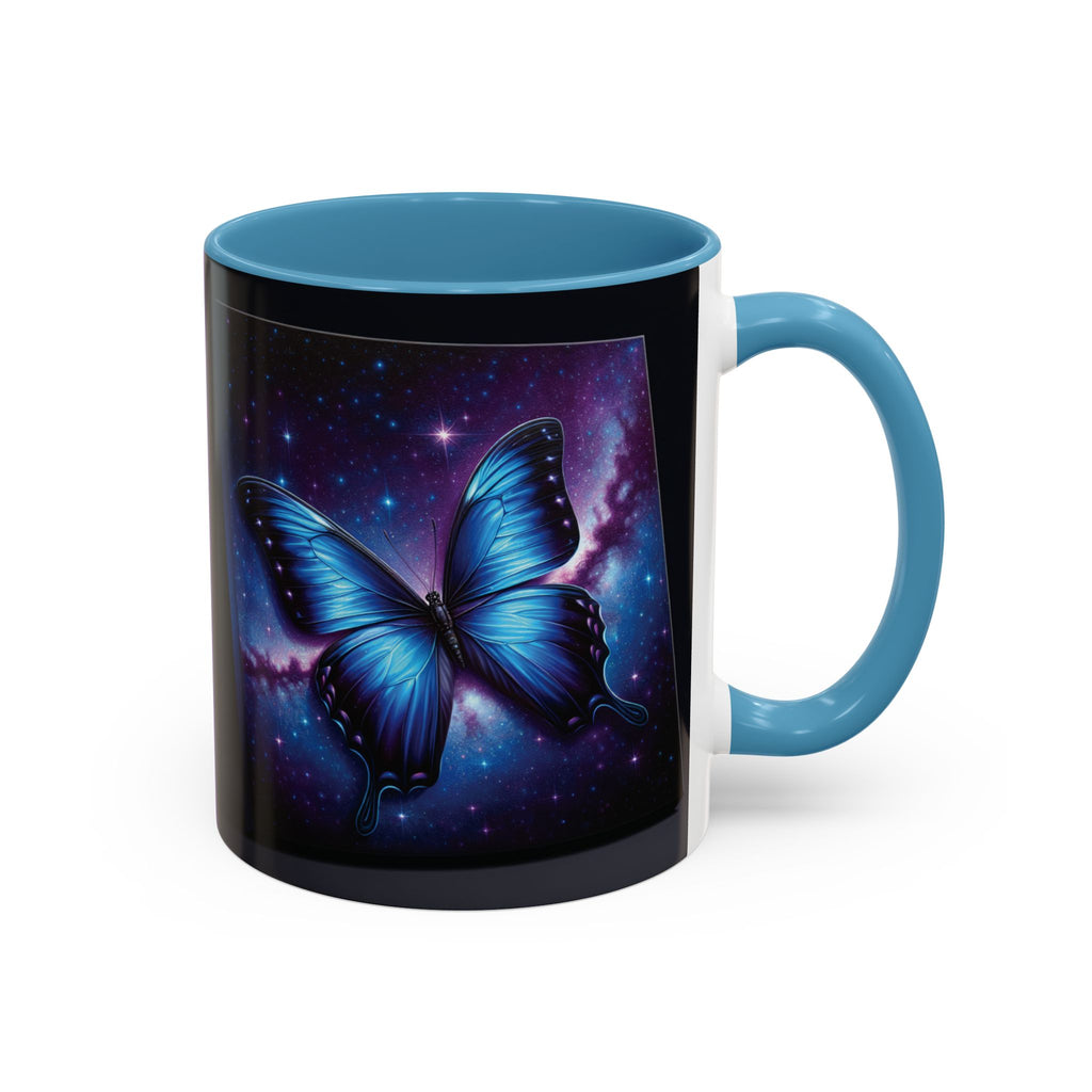 Coffee Mug - Morph Butterfly with Purple Background, Calm and Good Luck Design