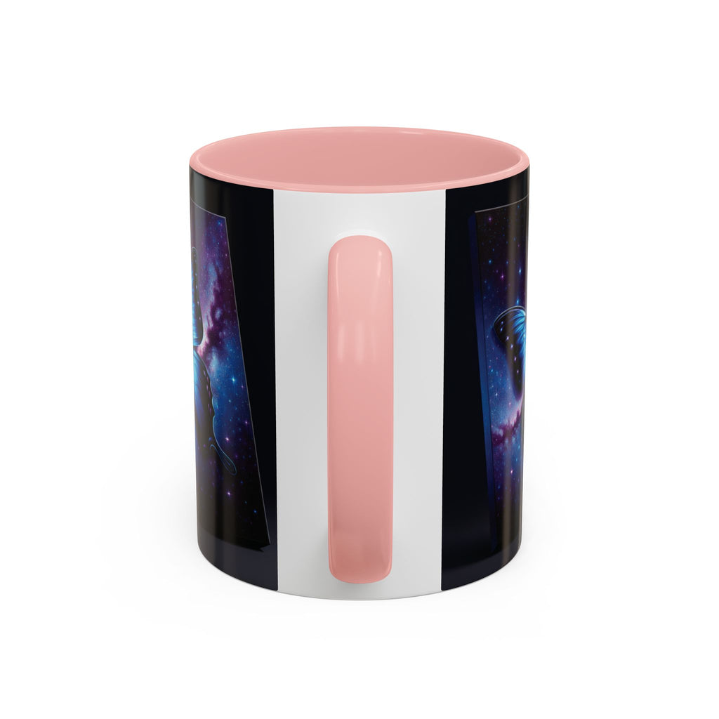 Coffee Mug - Morph Butterfly with Purple Background, Calm and Good Luck Design