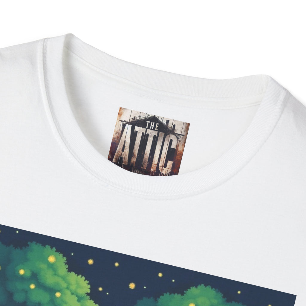 Treehouse Under Starry Night T-Shirt — Moonlit Crescent Tree House Design