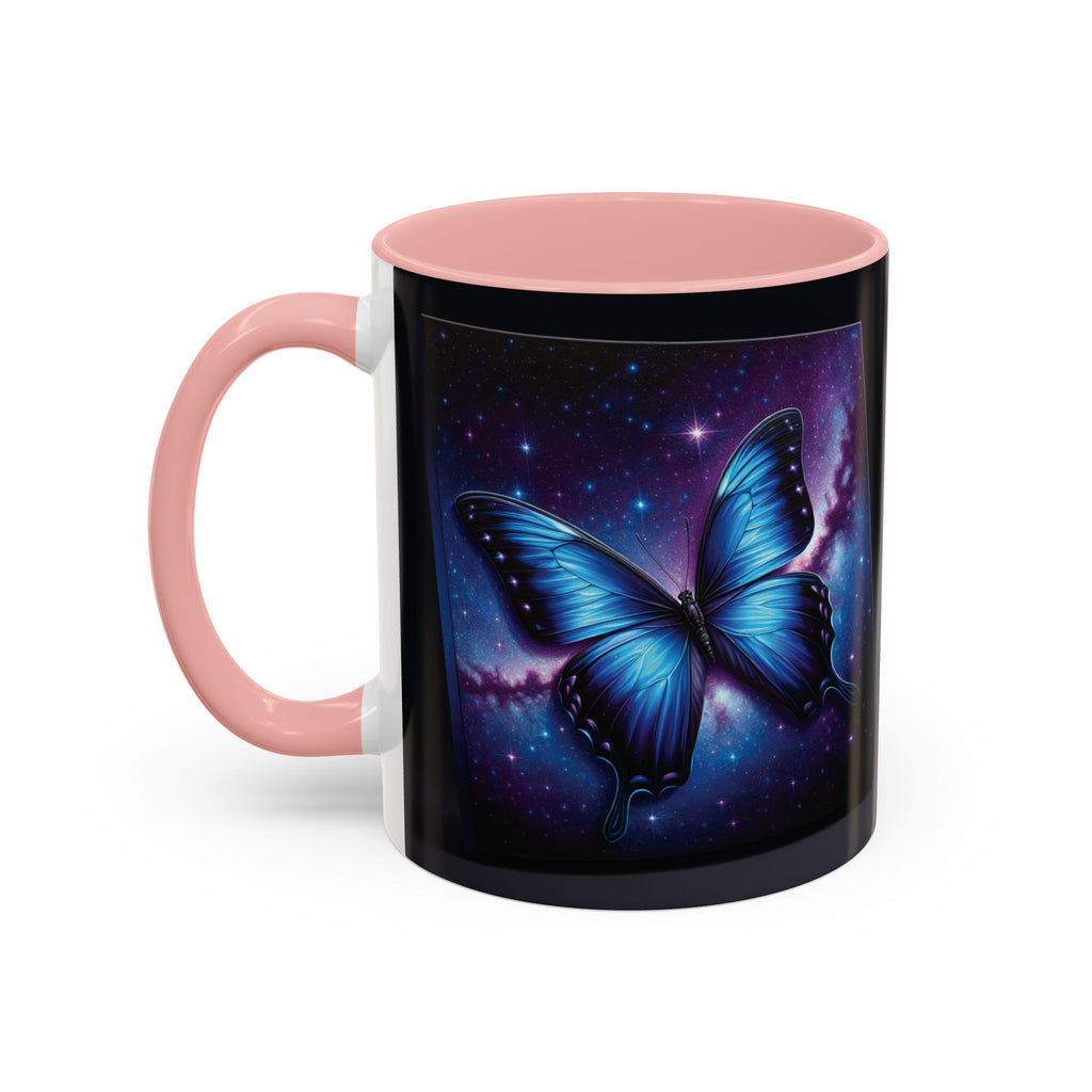 Coffee Mug - Morph Butterfly with Purple Background, Calm and Good Luck Design