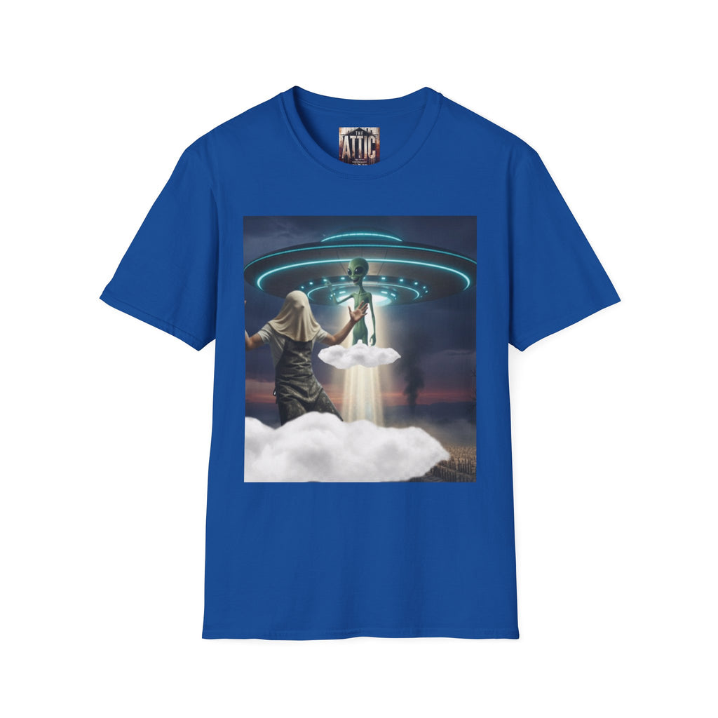 Alien Encounter Unisex Softstyle T-Shirt, Fun Graphic Tee for Sci-Fi Lovers, Unique Gift for UFO Enthusiasts, Trendy Casual Wear, [...]