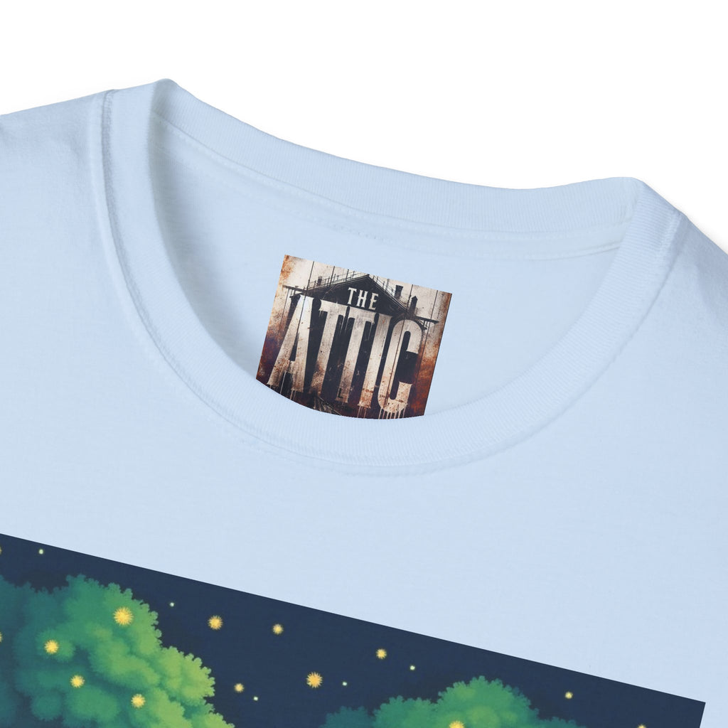 Treehouse Under Starry Night T-Shirt — Moonlit Crescent Tree House Design