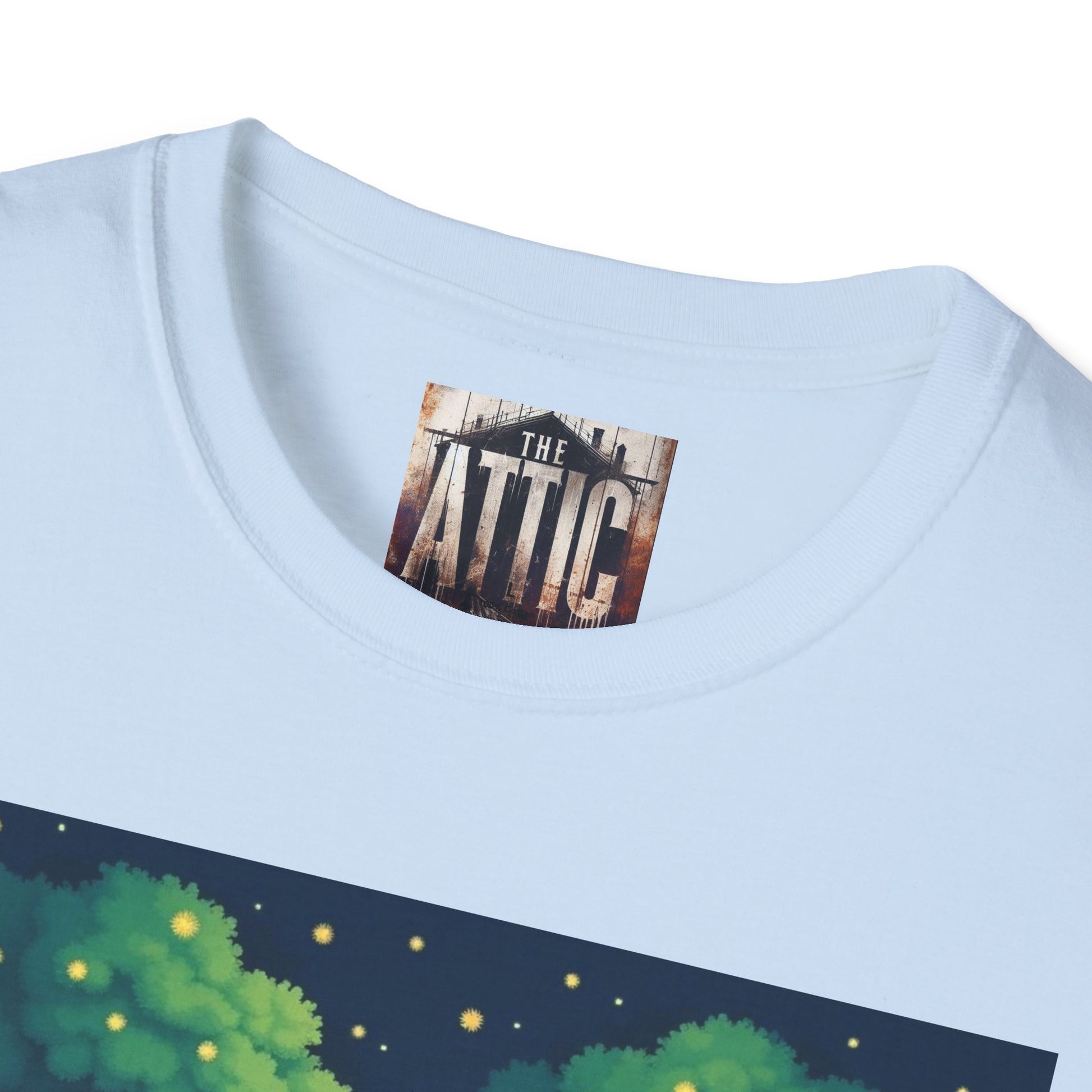 Treehouse Under Starry Night T-Shirt — Moonlit Crescent Tree House Design