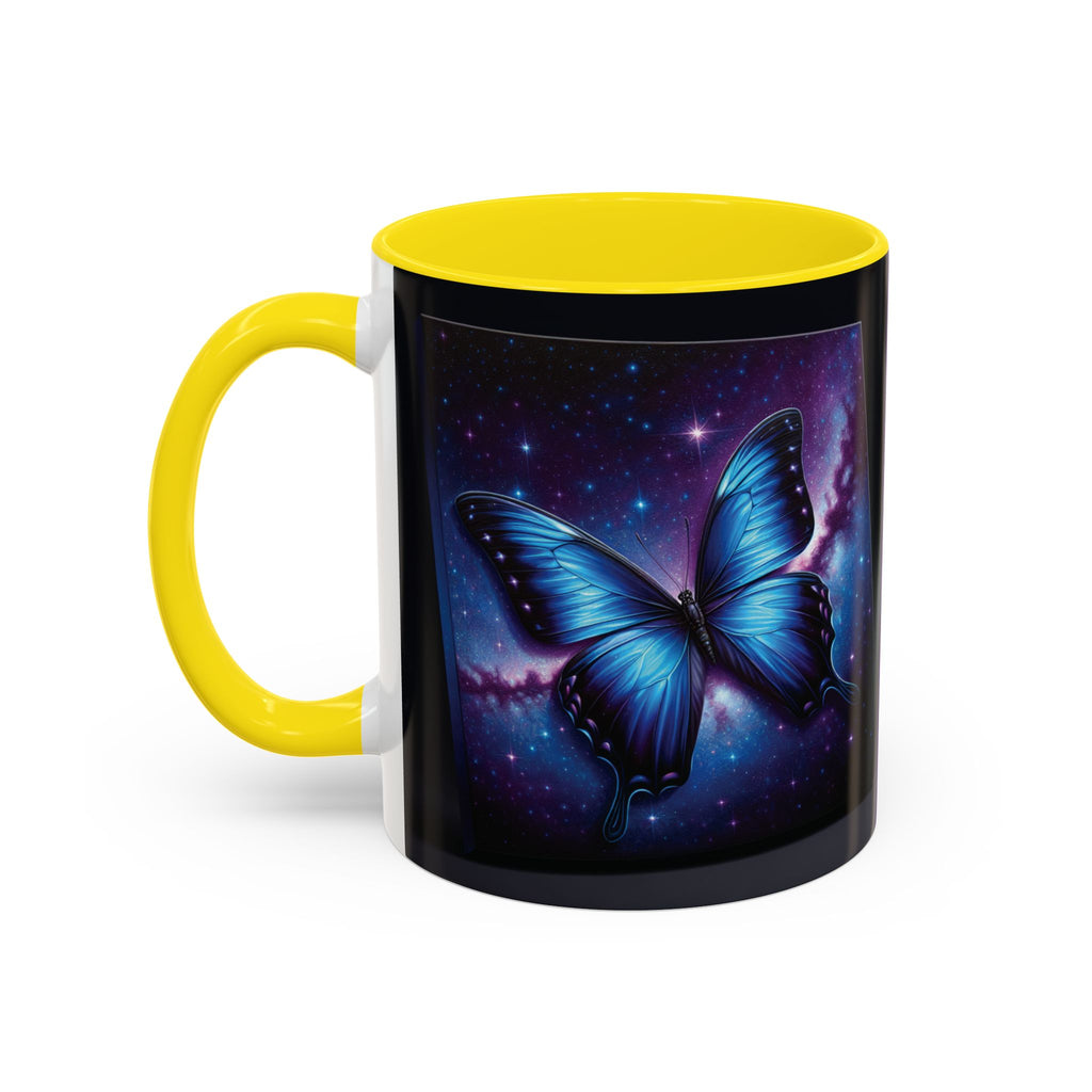Coffee Mug - Morph Butterfly with Purple Background, Calm and Good Luck Design