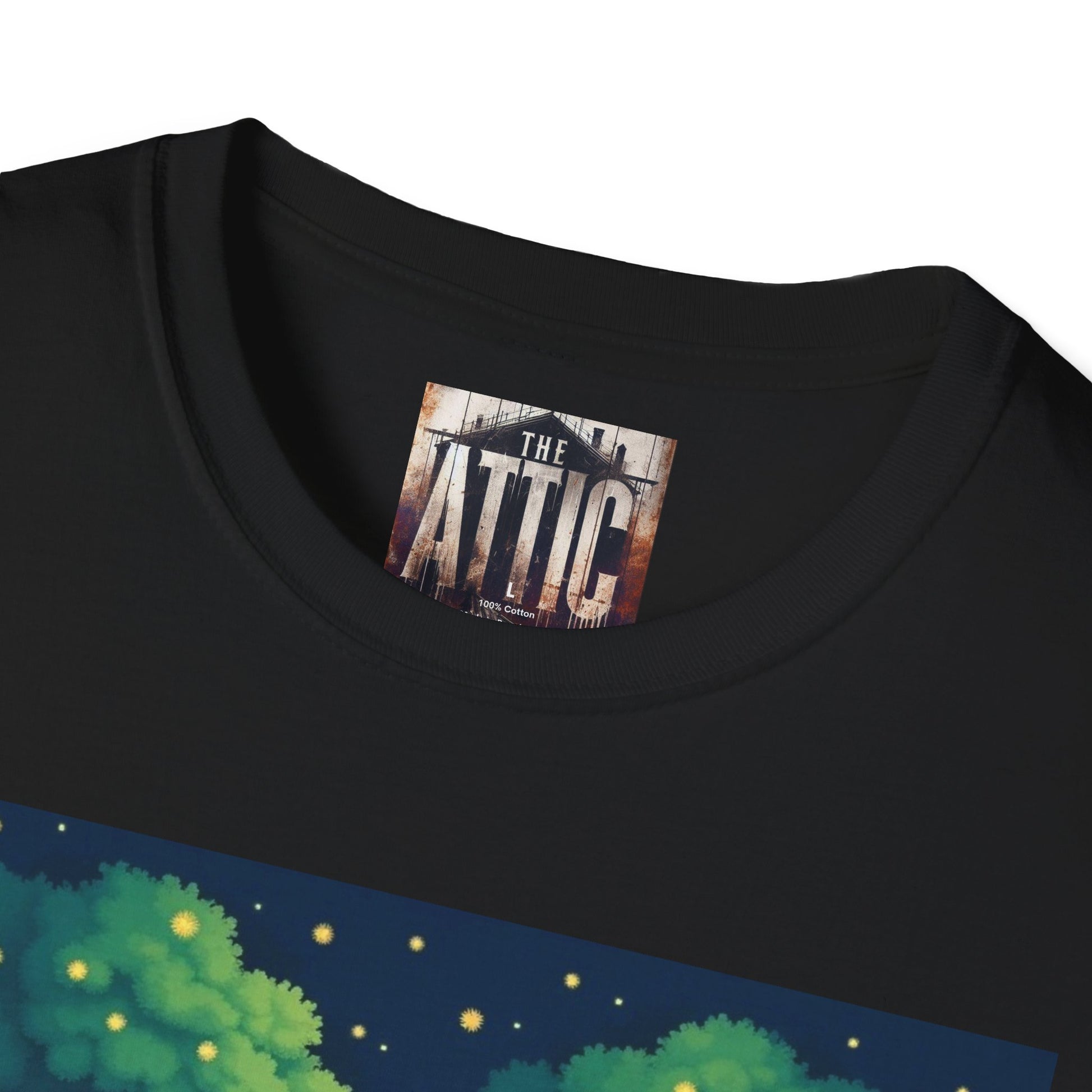 Treehouse Under Starry Night T-Shirt — Moonlit Crescent Tree House Design