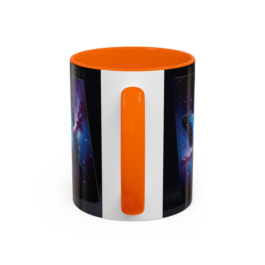 Coffee Mug - Morph Butterfly with Purple Background, Calm and Good Luck Design