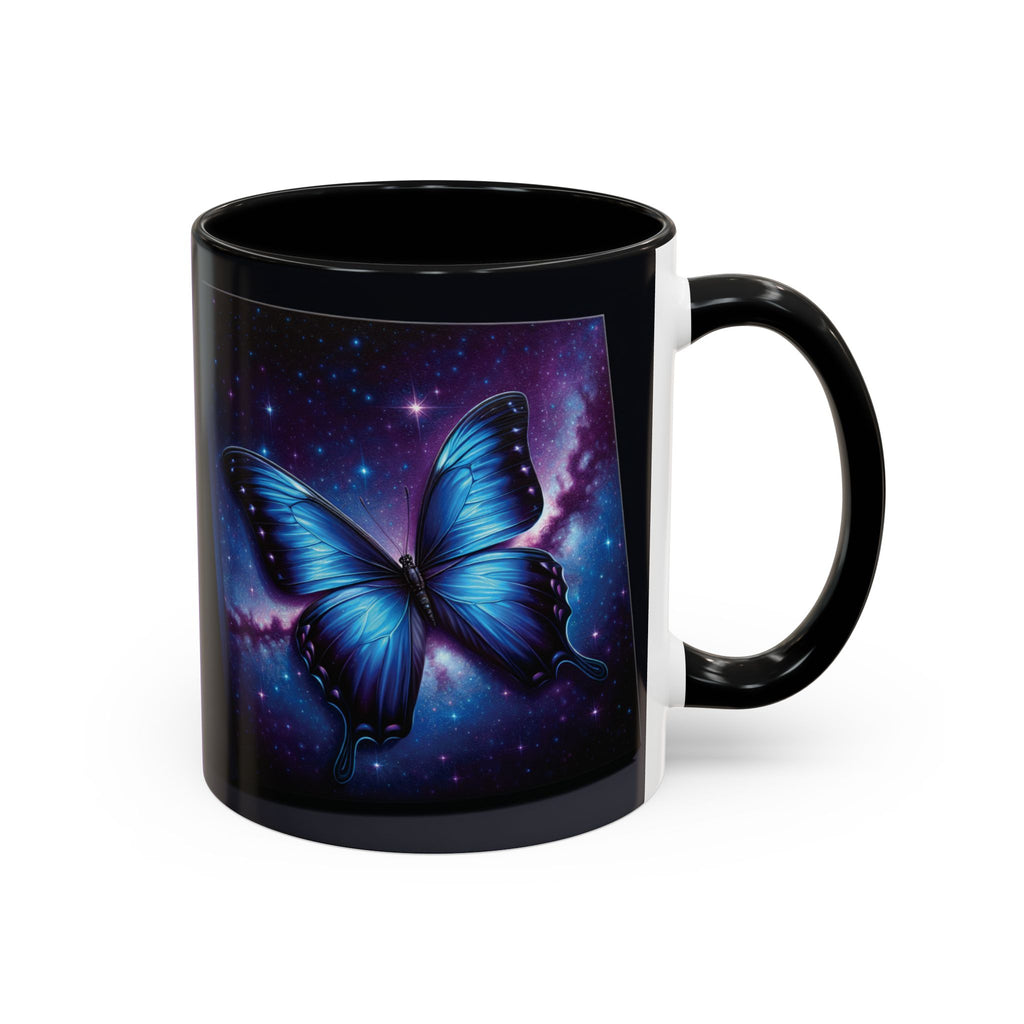 Coffee Mug - Morph Butterfly with Purple Background, Calm and Good Luck Design
