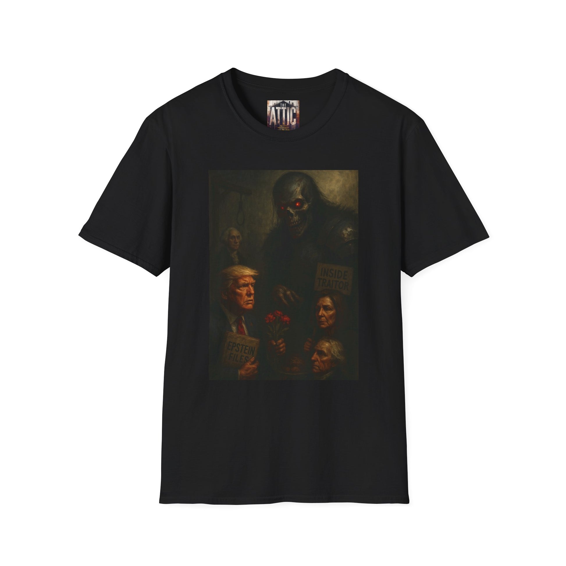 "Demon with Politicians" Softstyle T-Shirt Anti war, anti govt shirt, protests, 1st ammendment
