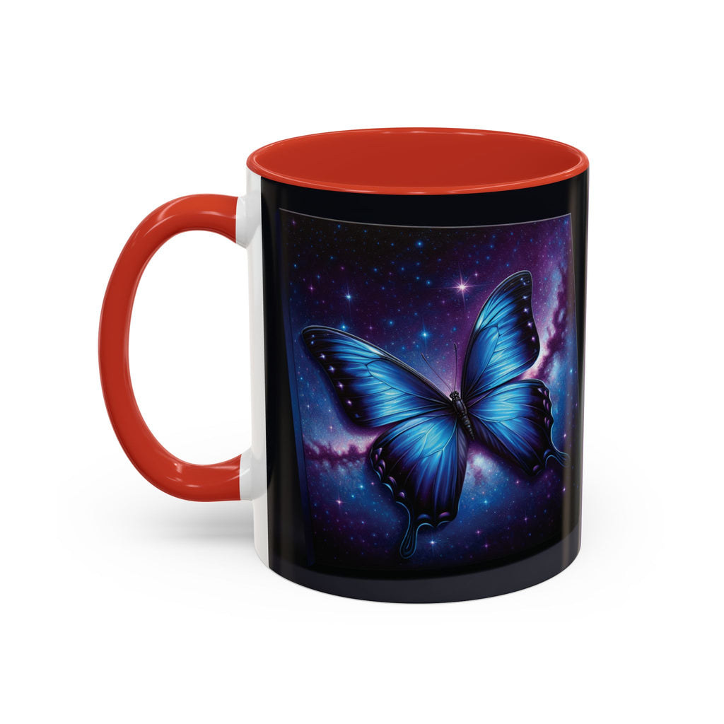 Coffee Mug - Morph Butterfly with Purple Background, Calm and Good Luck Design