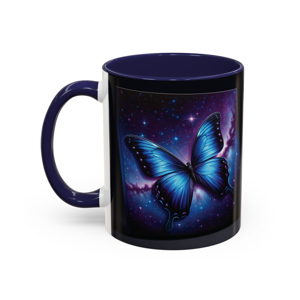 Coffee Mug - Morph Butterfly with Purple Background, Calm and Good Luck Design