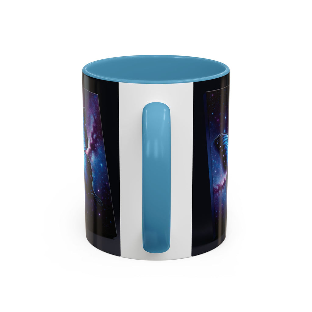 Coffee Mug - Morph Butterfly with Purple Background, Calm and Good Luck Design