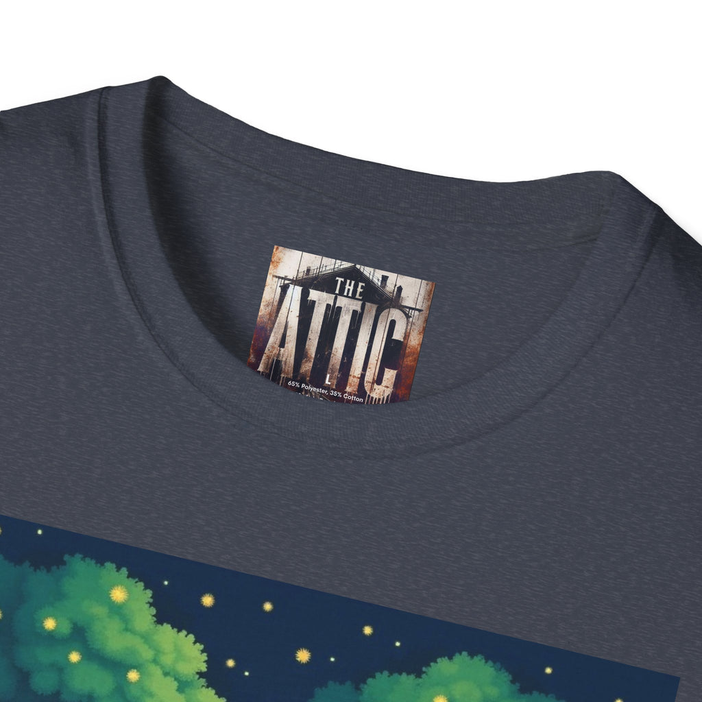 Treehouse Under Starry Night T-Shirt — Moonlit Crescent Tree House Design