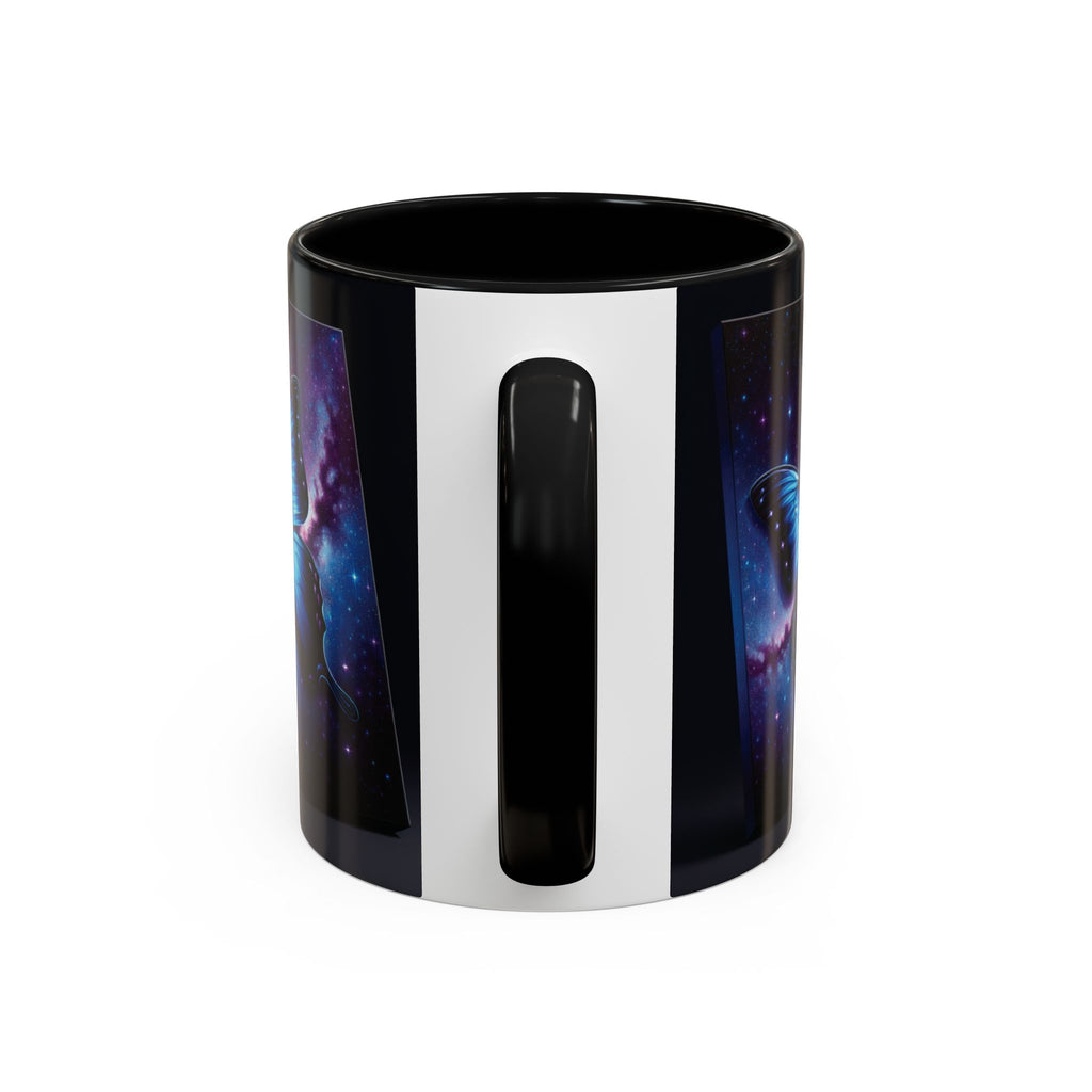 Coffee Mug - Morph Butterfly with Purple Background, Calm and Good Luck Design