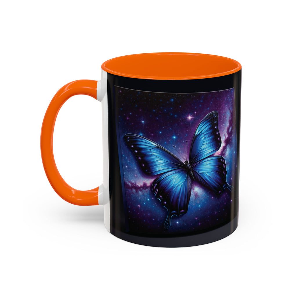 Coffee Mug - Morph Butterfly with Purple Background, Calm and Good Luck Design