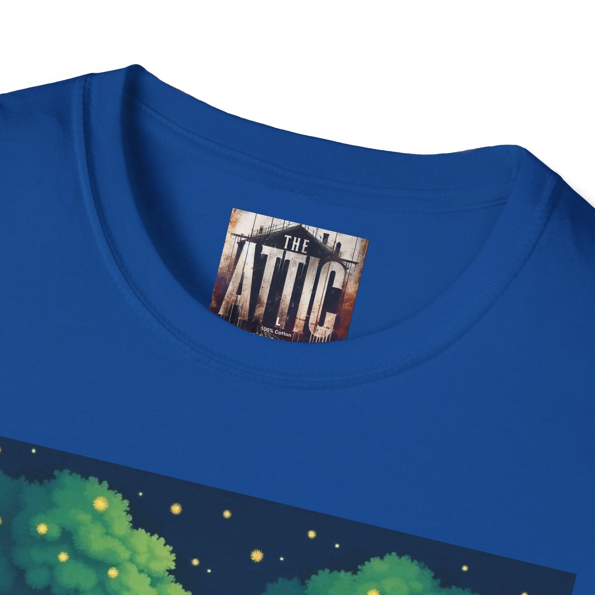 Treehouse Under Starry Night T-Shirt — Moonlit Crescent Tree House Design